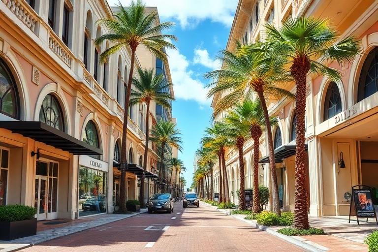 Coral Gables lifestyle along Miracle Mile with shops and restaurants