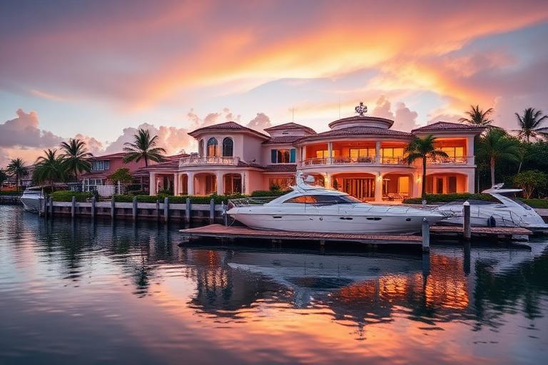 Casa unifamiliar frente al agua en Miami con muelle